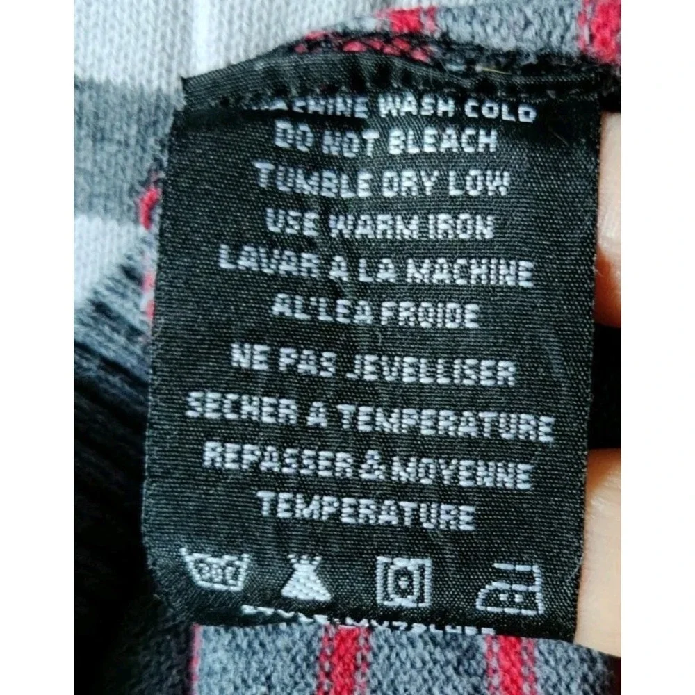 Element‎ Men's Striped Sweater V-Neck Gray/Black/Red 100% Cotton Size Medium
